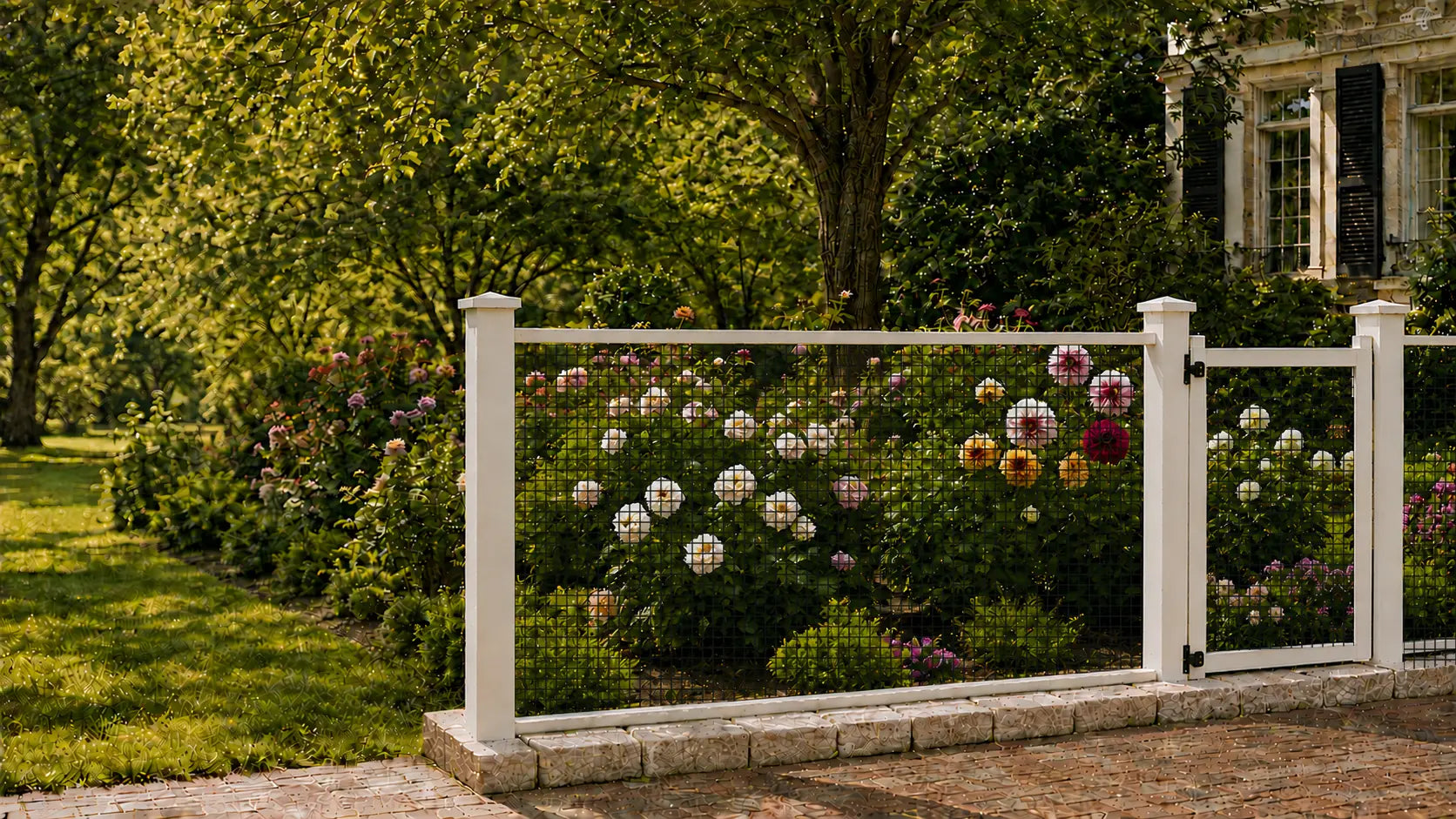 Protected flower garden with welded wire mesh